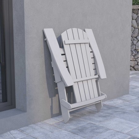 Flash Furniture Gray All-Weather Folding Adirondack Chairs, PK 4 4-JJ-C14505-GY-GG